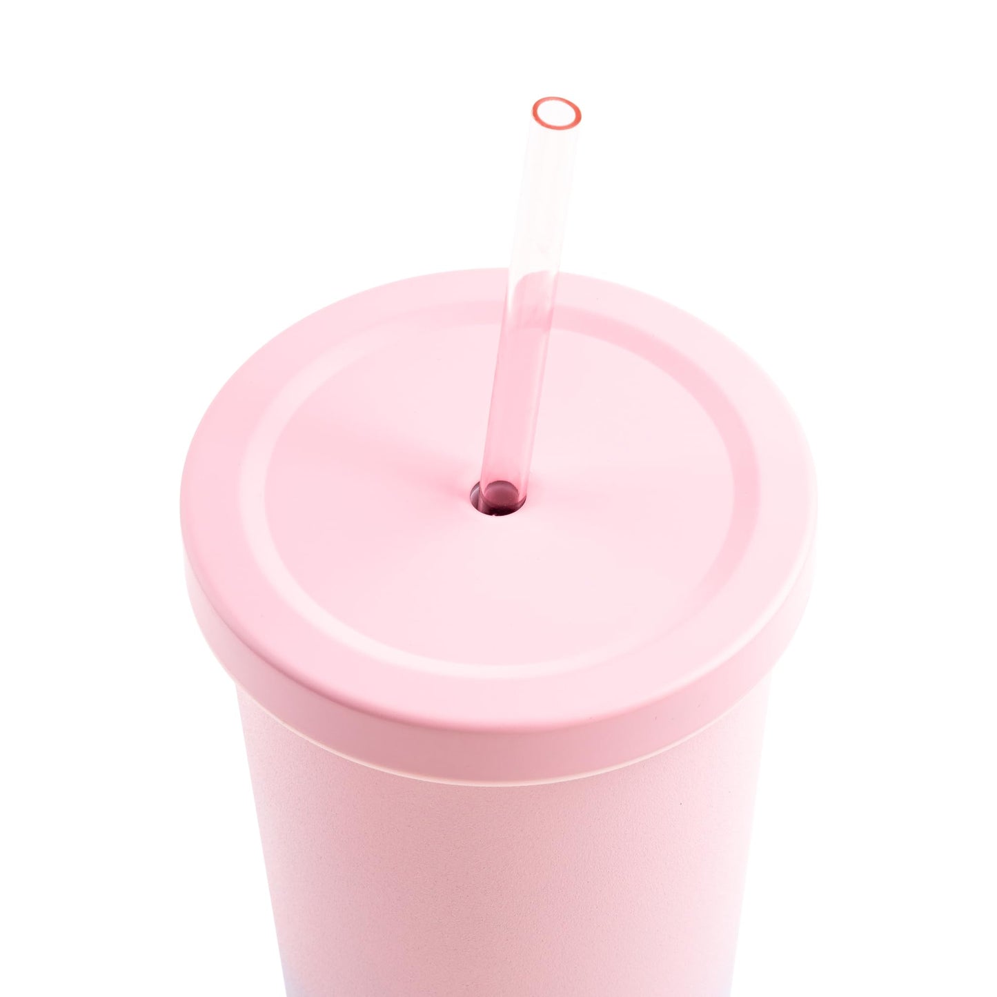 Manna Chilly Double-wall Vacuum Insulated Stainless Steel Tumbler with Splash-proof Lid and Reusable Tritan Straw - 24 Oz - Sky Blue Ombre