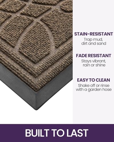 Outdoor Entrance Door Mat 32x48 Heavy Duty Non Slip Brown - All Weather Rug