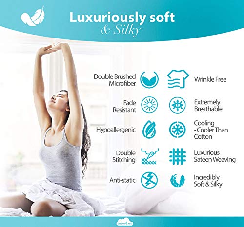 DREAMCARE King Size Cooling Microfiber Sheets Set - Extra Deep Pocket Black