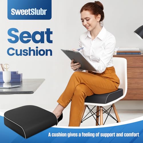 Black X-Large Memory Foam Seat Cushion for Tailbone Pain Relief - Ergonomic Chair Pad