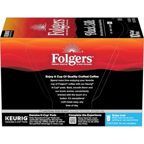 Folgers Black Silk Dark Roast Coffee K-Cup Pods - 10 Count Pack of 6, 60 Total