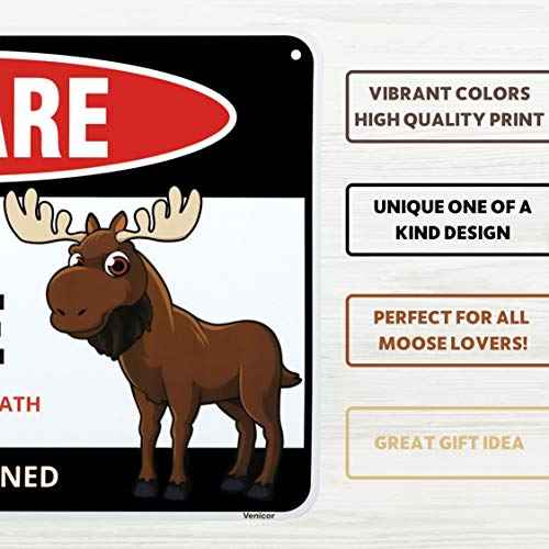 Venicor Moose Sign Decor - 8 x 12 Inches - Aluminum - Moose Gifts Home Wall Decorations