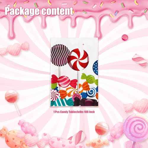 1 Pcs Candy Table Covers Candy Lollipop Plastic Tablecloths Girls Baby Showe Christmas Sweet Candy Theme Birthday Candyland Party Decorations