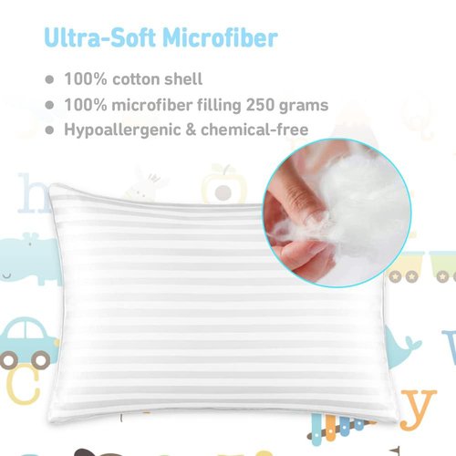 Babebay Toddler Pillow - Soft Cotton, Machine Washable, 13x18 Inches | Ideal for Comfortable Sleep