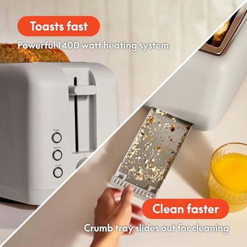 bella Fits-Anywhere™ 4-Slice Slim Toaster - Extra Long Wide Slots - Oatmilk Variation