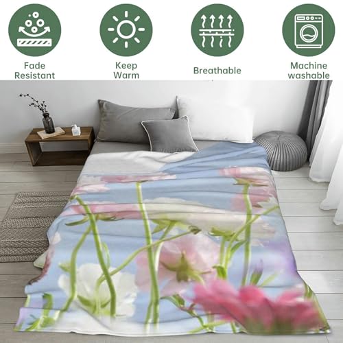 Bidesk 60x50 Rabbit Cozy Flannel Throw Blanket - Lightweight, Anti-Pill, Soft Dressed-Up Bunny Pattern