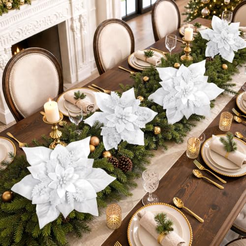 Alupssuc 24Pcs 6"&9" Artificial Poinsettia Christmas Flowers for Xmas