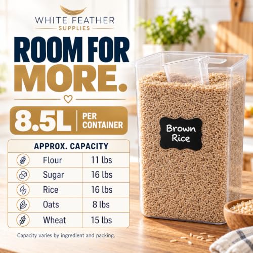 Black 2-Pack Large 8.5L Food Storage Containers with Airtight Lids
