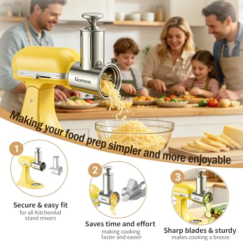 Large Stainless Steel Food Slicer & Shredder Attachment for KitchenAid Mixers