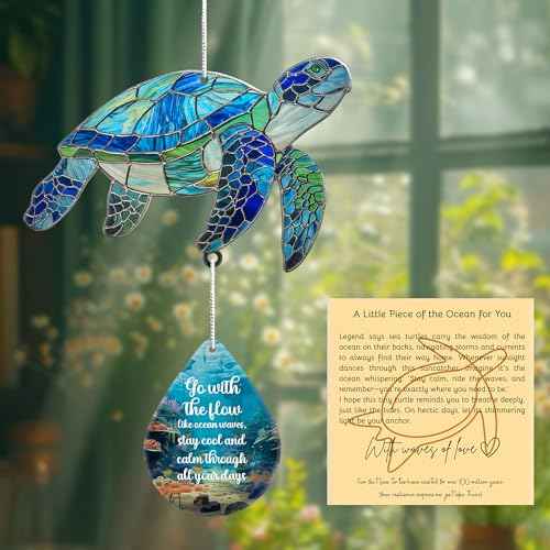 Sea Turtle Christmas Ornament with Waterdrop Quote ? Sea Turtle Gifts for Women, Beach Gift for Women, Beach Lovers ? Ocean Themed Gift, White Elephant Gifts for Adults