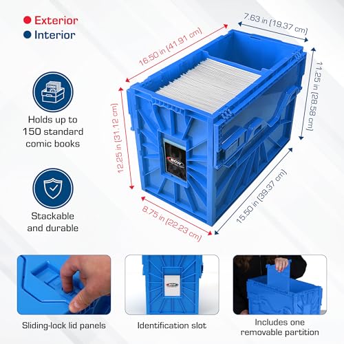 Blue Comic Book Storage Bin - Holds 150 Comics, Single Pack