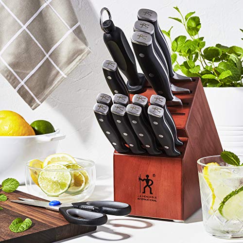 Henckels Forged Accent 15-Piece Knife Block Set with Black Handles - New Version