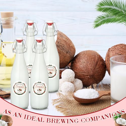 DoubleFill Christmas 8-Pack Flip Top Glass Bottles 16oz for Homemade Beverages