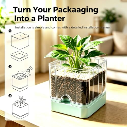 Smart Plant Pot with Screen & Self-Watering System - Green, 80ml
