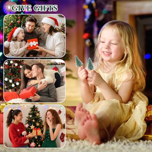 Mini Artificial Christmas Trees with Snow Frost - 10 Pack, Home Decor, DIY Holiday Ornaments