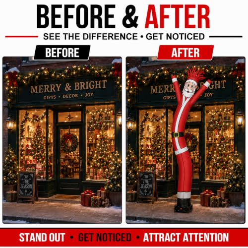 GOODENY 10FT Tall Santa Claus Inflatable Tube Man Wacky Wavy Dancing Sign for Outdoor Christmas Decoration - Santa-10FT