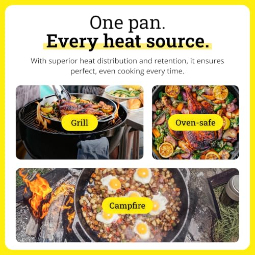17-Inch Pre-Seasoned Cast Iron Skillet with Dual Loop Handles