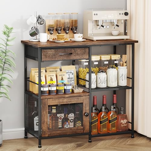 Espresso Large Farmhouse Coffee Bar Cabinet with Storage - 33.31x14.25 inches