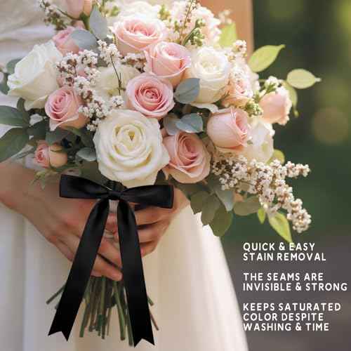 30pcs Ribbon Black Bows for Gift Wrapping 5"¡¿7¡±Gift Bow for Crafts, Twist Tie Bows,Black Bow Decor,Bows for Crafts,Dating,Wedding,Christmas,Birthday Bow Decor (1in Wide)