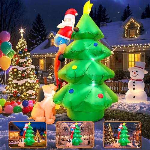 6FT Christmas Inflatable Santa & Tree Outdoor Yard Decoration with LED Lights