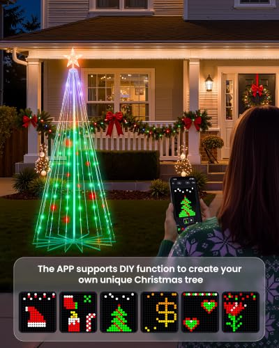 Brightown Smart Christmas Cone Tree LED Light 6ft 265 LEDs Multicolor with App & Music Sync