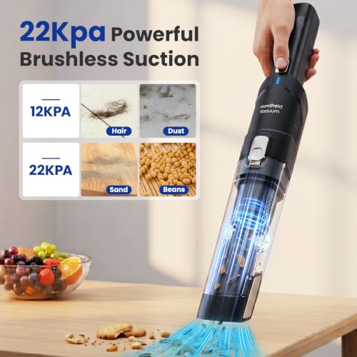 Cordless Handheld Vacuum Cleaner with Brushless Motor - Black - Up to 30 Min Runtime