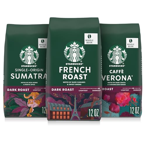 Starbucks Dark Roast Whole Coffee Beans Variety Pack - 3 x 12oz Bags