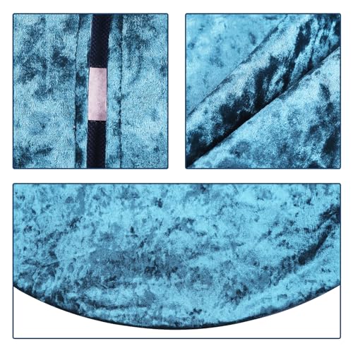 Bunny Chorus Peacock Blue Velvet Christmas Tree Skirt 36 Inch Luxury Holiday Decor