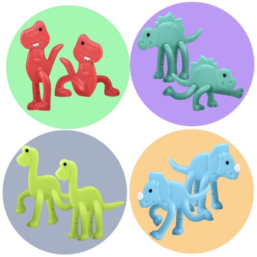 ArtCreativity 48 Pcs Bendable Dinosaur Toy, Mini Dino Figures Bendy Toy in 4 Colors, Great Dinosaur Party Favors for Kids, Birthday Party Goodie Bag Stuffers and Dinosaurios Pinata Fillers