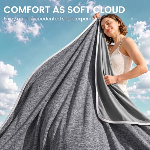 Topcee Grey King Size Cooling Blanket 90x108 for Hot Sleepers Summer Bed Cover