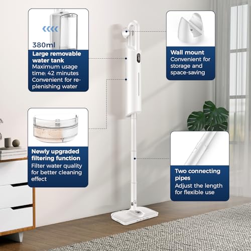 Mxnsewr 13-in-1 Steam Mop with Detachable Handheld Cleaner, Adjustable & Aromatherapy