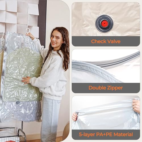 Vacbird Hanging Vacuum Storage Bags for Coats Closet 8 Combo