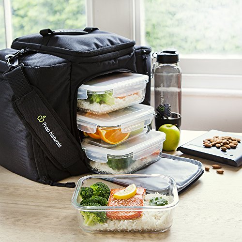 Glass Meal Prep Containers 36oz 5 Pack - 1 Compartment, Airtight Lids