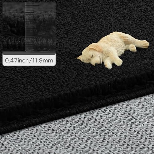 Castlye 6x9 Black Faux Cashmere Area Rug - Soft Non-Slip Living Room Carpet