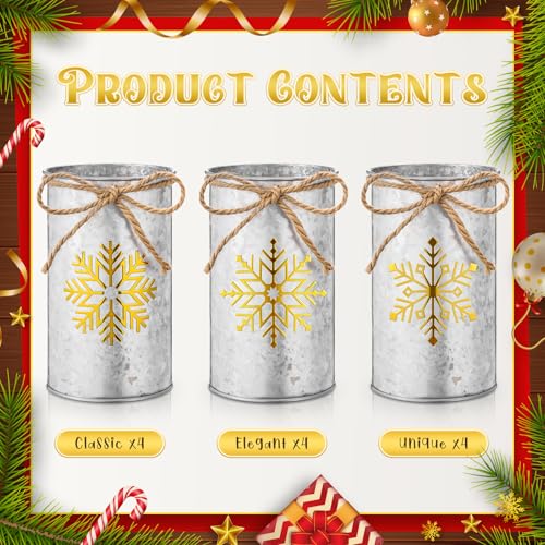 Domensi 12pcs Christmas Snowflake Vases Gold Rustic Farmhouse Decor Variation: Gold & Iron
