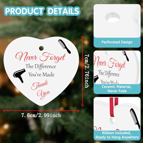 Hairdresser Appreciation Gift Ceramic Ornament - Thank You Keepsake for Stylist, Barber, Cosmetology Graduation, Retirement, Christmas