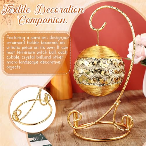 1 Pcs Ornament Display Stand 7.5 H Ornament Stand Holder Hanging Terrarium Bracket Air Plant Holder Hanging Hook for Christmas Home Party Wedding Decoration(Gold)