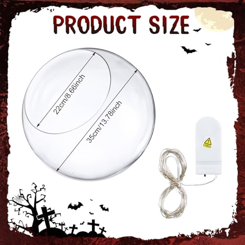 Glooglitter 14 Inch Clear Acrylic Globe Halloween Decoration with Blue Light String