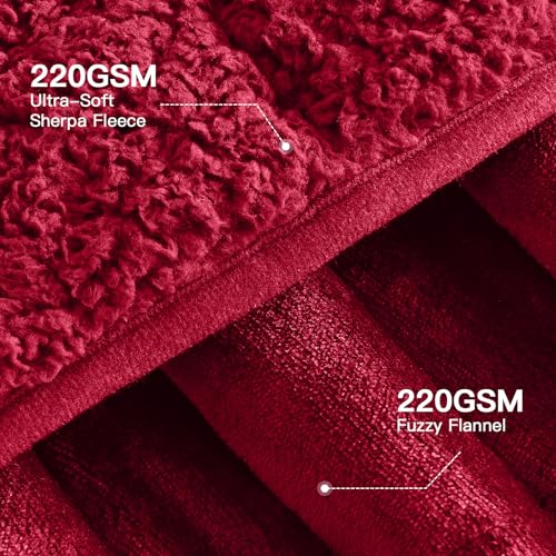 Lofus Burgundy Weighted Blanket Queen Size 60" x 80" 15 lbs for Adults