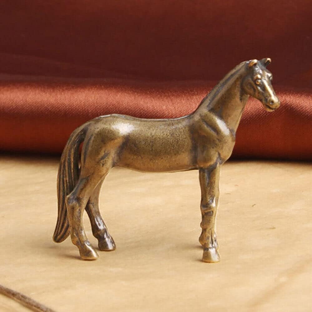 TEAMWILL Brass Horse Figurine - Elegant Small Statue for Home or Office Décor