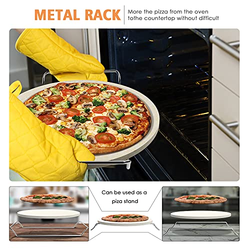 Gyreuni 13 Pizza Stone for Oven and Grill with Peel, Baking Set