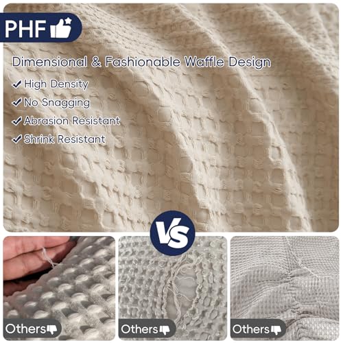 PHF King Light Tan Waffle Weave Blanket - All Season Soft Breathable Bed Cover 104x90