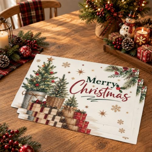 Merry Christmas Placemats 12x18 Inch Set of 4 | DTDO (Variation: Merry Christmas)