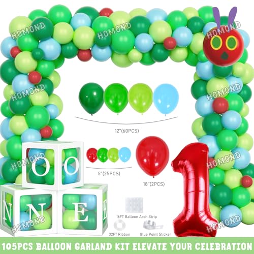 Green Caterpillar 1st Birthday Decorations Kit with Balloons & Banners