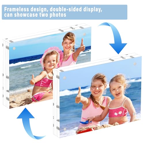 HELPLEX 8.5x11 Acrylic Picture Frames 5 Pack Frameless Double-Sided Magnetic Display, 24mm Thickness