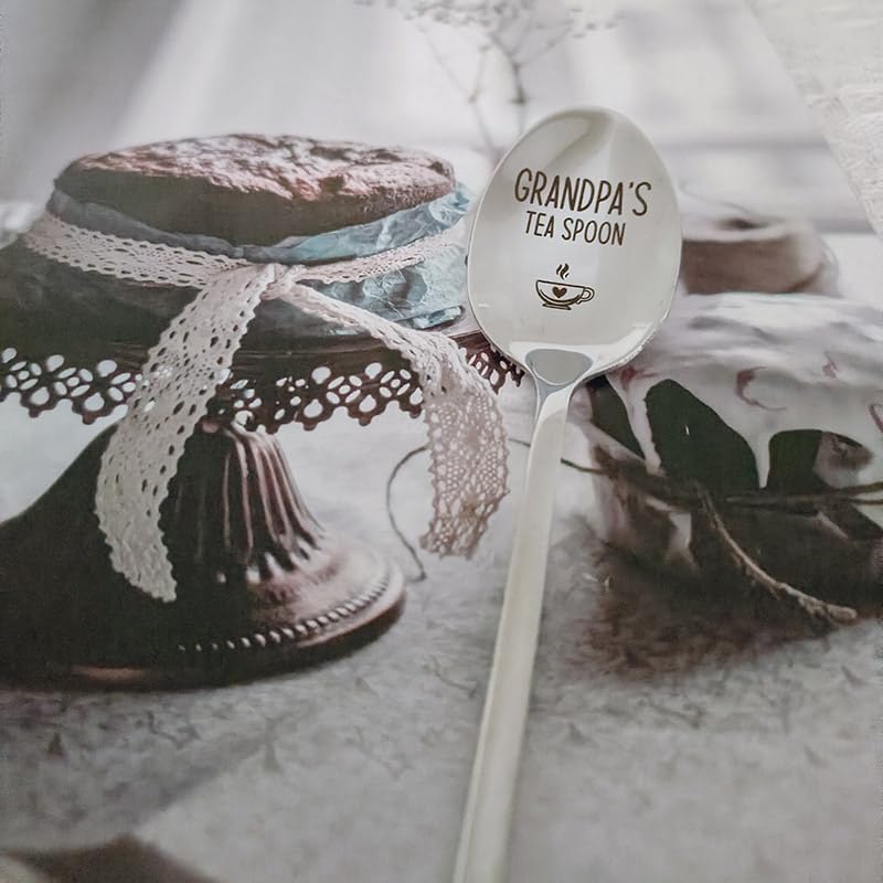 Grandpa's Tea Spoon - Engraved Stainless Steel Gift from Grandkids, Father's Day & Christmas Gift for Grandpa