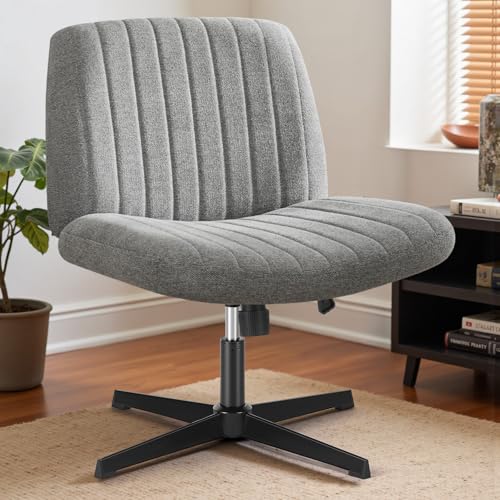 OLIXIS Dark Grey Cross Legged Vanity Chair with Adjustable Height & Swivel