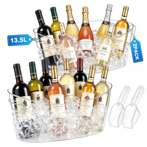 13.5L Transparent Ice Bucket Set for Parties with Handles & Scoops