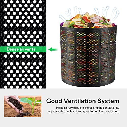 500 Gallon Outdoor Compost Bin Set - Expandable, Heavy-Duty Garden Composter with Gloves (Pack of 2)
