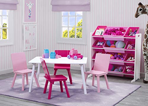 Delta Children Kids Toy Storage Organizer with 12 Plastic Bins - White/Pink, Kid-Friendly, Durable
